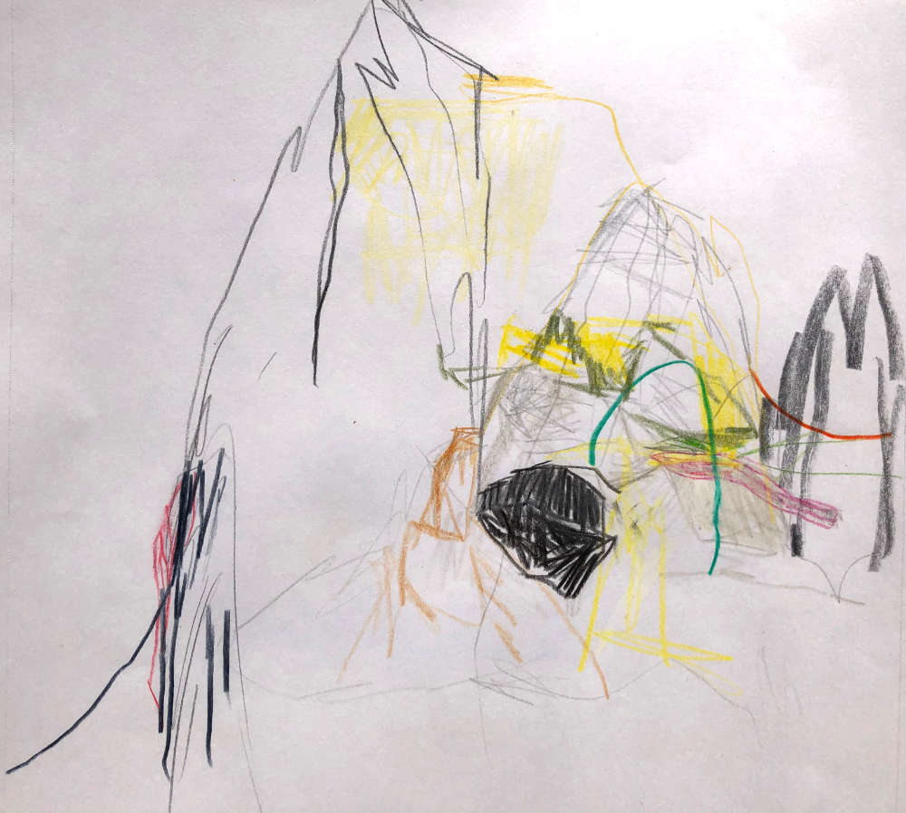 Bridget Crack's Mountain I - drawing on paper, 20cm x 30cm